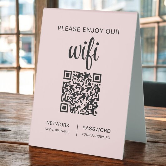 Plaque De Table QR Code Rose S'Il Vous Plaît Profitez De Notre Wif