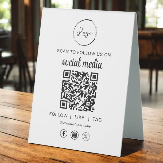 Plaque De Table QR Code Scan To Follow Us on Social Network