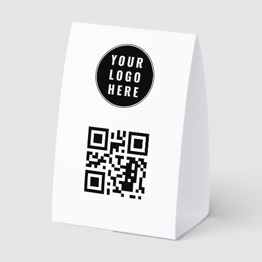 Plaque De Table QR Code White Business Logo Scan Here (Verso)