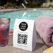 Plaque De Table QR Code White Business Logo Scan Here (InVersositu (sur table))