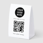 Plaque De Table QR Code White Business Logo Scan Here (Recto)