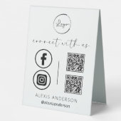 Plaque De Table QR Connect With Us Business Logo Médias sociaux (Verso)