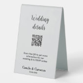 Plaque De Table QR MARIAGE WEBSITE ajouter la date de photoname no (Verso)