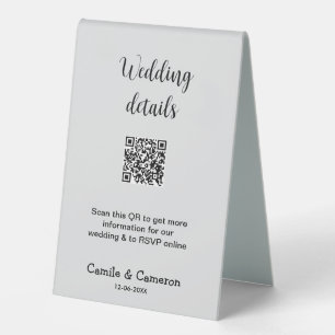 Plaque De Table QR MARIAGE WEBSITE ajouter la date de photoname no