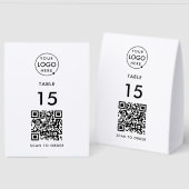 Plaque De Table QR Table Tent Sign | Restaurant Cafe Scan to Order (Recto/Verso)