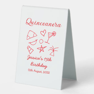 Plaque De Table Quinceanera 15 ans anniversaire rouge plage fête a