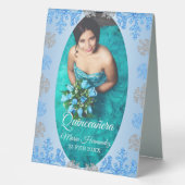 Plaque De Table Quinceañera Ice Blue Silver Winter Snowflake (Recto)