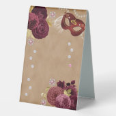 Plaque De Table Quinceañera Masquerade, Roses anglaises bordeaux (Verso)