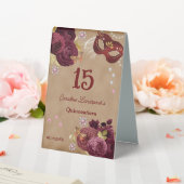 Plaque De Table Quinceañera Masquerade, Roses anglaises bordeaux (In SItu (Mariage))