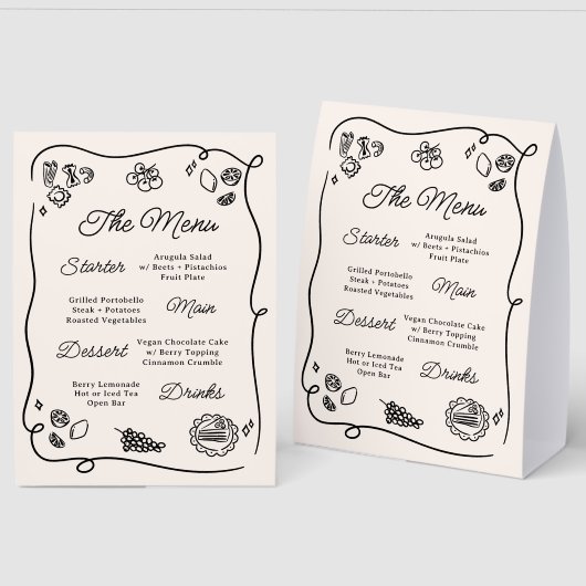 Plaque De Table Quirky & Whimsical Menu (Recto/Verso)