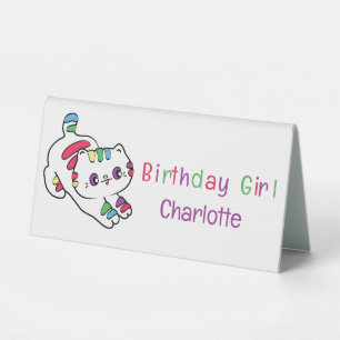 Plaque De Table Rainbow Cat Cartoon Anniversaire Fête Nom de la fi