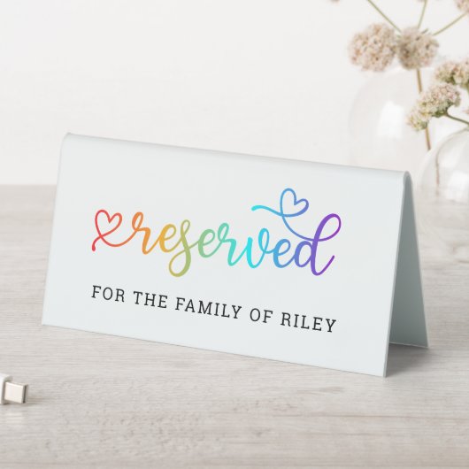 Plaque De Table Rainbow Heart Script réservé Mariage LGBT (En SItu (Tableau))