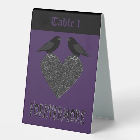 Plaque De Table Ravens gothiques et Black Heart Custom (Recto)