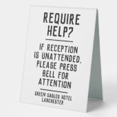 Plaque De Table Réception de l'hôtel Instructions sans surveillanc (Recto)