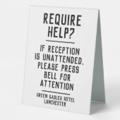 Plaque De Table Réception de l'hôtel Instructions sans surveillanc (Verso)