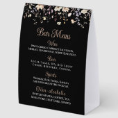 Plaque De Table Réception de mariage bohème noir à floraison éléga (Arrière)