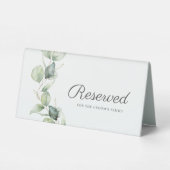 Plaque De Table Réception de mariage botanique Eucalyptus Réservée (Verso)