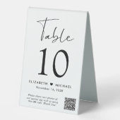 Plaque De Table Réception de mariage chic Script QR Code (Recto)