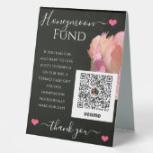 Plaque De Table Réception de mariage élégant Venmo Honeymoon Fund (Recto)