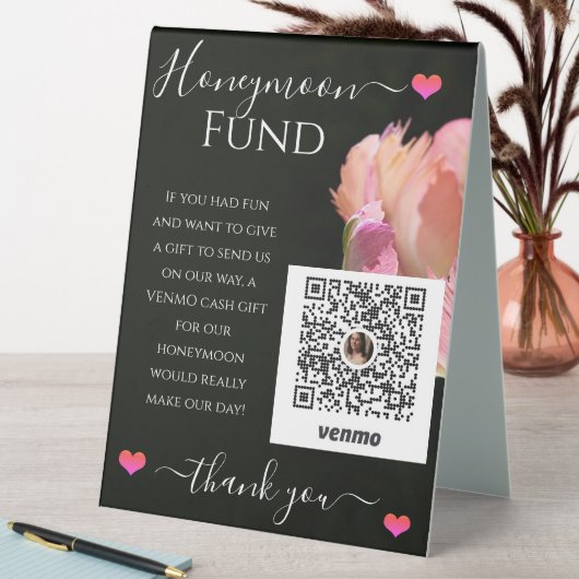 Plaque De Table Réception de mariage élégant Venmo Honeymoon Fund (En SItu (Tableau))