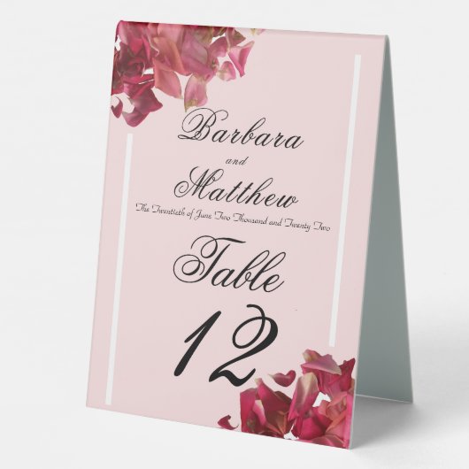 Plaque De Table Réception romantique Pétale Rose rose (Verso)