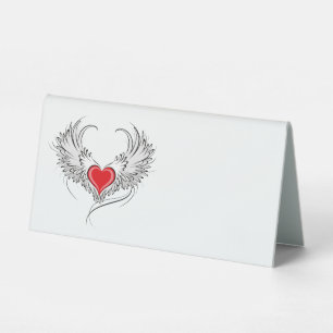 Plaque De Table Red Angel Coeur avec ailes
