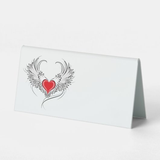 Plaque De Table Red Angel Coeur avec ailes (Recto)
