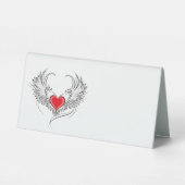 Plaque De Table Red Angel Coeur avec ailes (Verso)