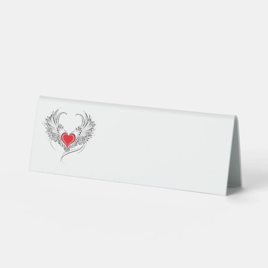 Plaque De Table Red Angel Coeur avec ailes (Recto)