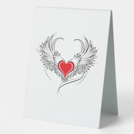 Plaque De Table Red Angel Coeur avec ailes (Recto)