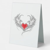 Plaque De Table Red Angel Coeur avec ailes (Verso)