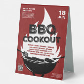 Plaque De Table Red BBQ Cookout Fire Flame Cuisine Grill Event (Verso)