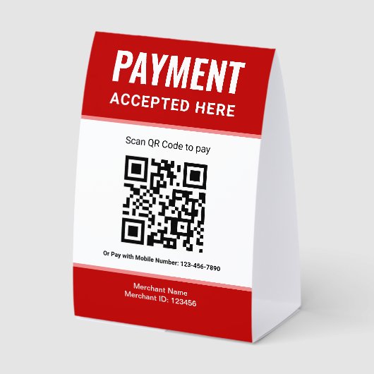 Plaque De Table Red e-Wallet Scan to Pay QR Code Payment (Recto)