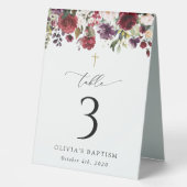 Plaque De Table Red Flowers, Pink Flowers, Baptism Table Numbers (Recto)