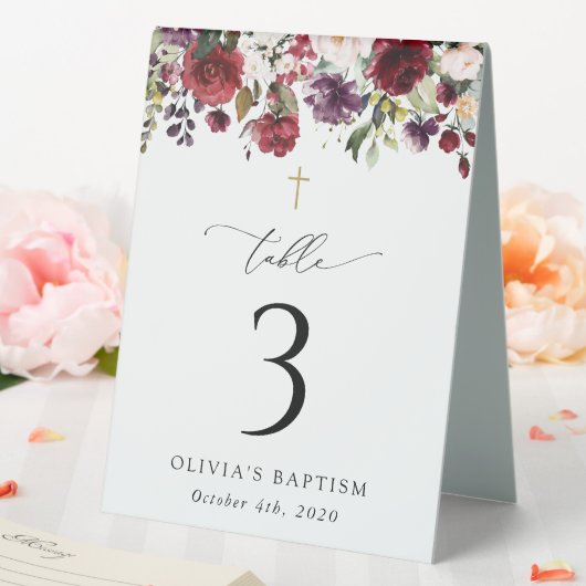 Plaque De Table Red Flowers, Pink Flowers, Baptism Table Numbers (In SItu (Mariage))