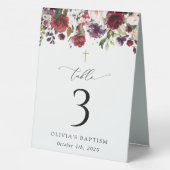 Plaque De Table Red Flowers, Pink Flowers, Baptism Table Numbers (Verso)