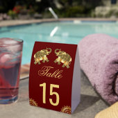 Plaque De Table Red Gold Elephants Indian Wedding Table Number (InVersositu (sur table))