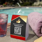 Plaque De Table Red Gold QR Code Customer Feedback Review (InVersositu (sur table))