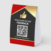 Plaque De Table Red Gold QR Code Customer Feedback Review (Recto)