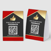 Plaque De Table Red Gold QR Code Customer Feedback Review (Recto/verso)