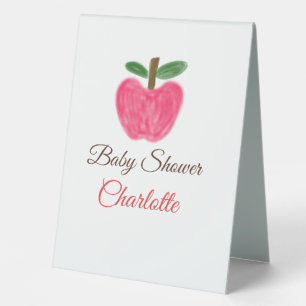 Plaque De Table Red Watercolor pomme baby shower ajouter nom titre