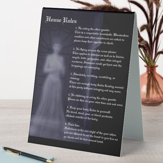 Plaque De Table Règlement Halloween (En SItu (Tableau))