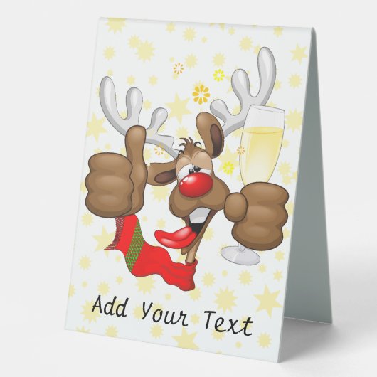 Plaque De Table Reindeer Drunk Funny Caractère de Noël (Recto)