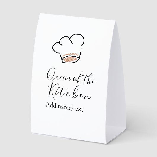 Plaque De Table Reine de la cuisine chef cuisinier ajouter nom cou (Recto)