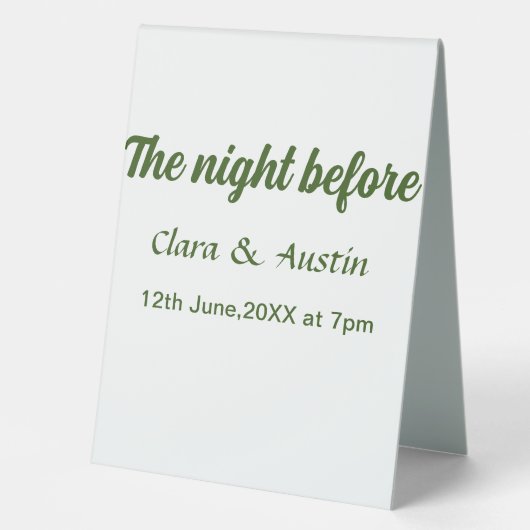 Plaque De Table Répétition dîner la nuit avant simple minimum m (Recto)