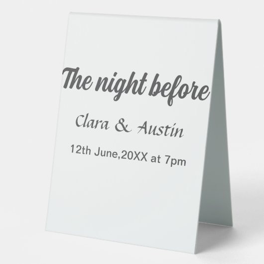 Plaque De Table Répétition dîner la nuit avant simple minimum m (Recto)