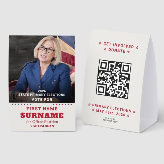 Plaque De Table Republican Party Campaign Personalized QR & Photo (Recto/verso)