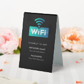 Plaque De Table Réseau Wifi Personnalisé Connexion Noir Moderne (In SItu (Mariage))