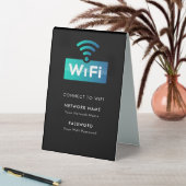Plaque De Table Réseau Wifi Personnalisé Connexion Noir Moderne (En SItu (Tableau))
