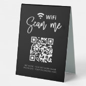 Plaque De Table Réseau Wifi QR Code Black Modern Business (Verso)